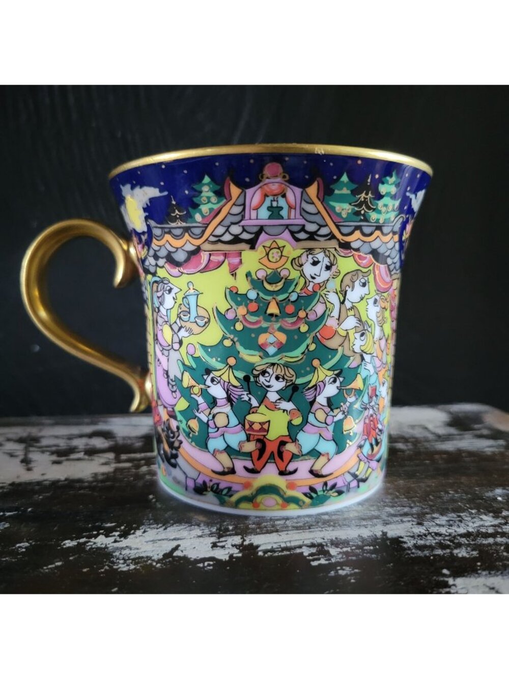 Vtg Bjorn Wiinblad Rosenthal Studio-Line Christmas Mug 1998 O Tannenbaum